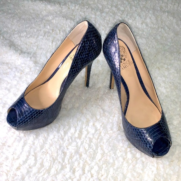 navy snakeskin heels